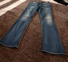 Jeans argento Suki stivaletto medio slim jeans super elasticizzato con cuciture, paillettes W26/L31