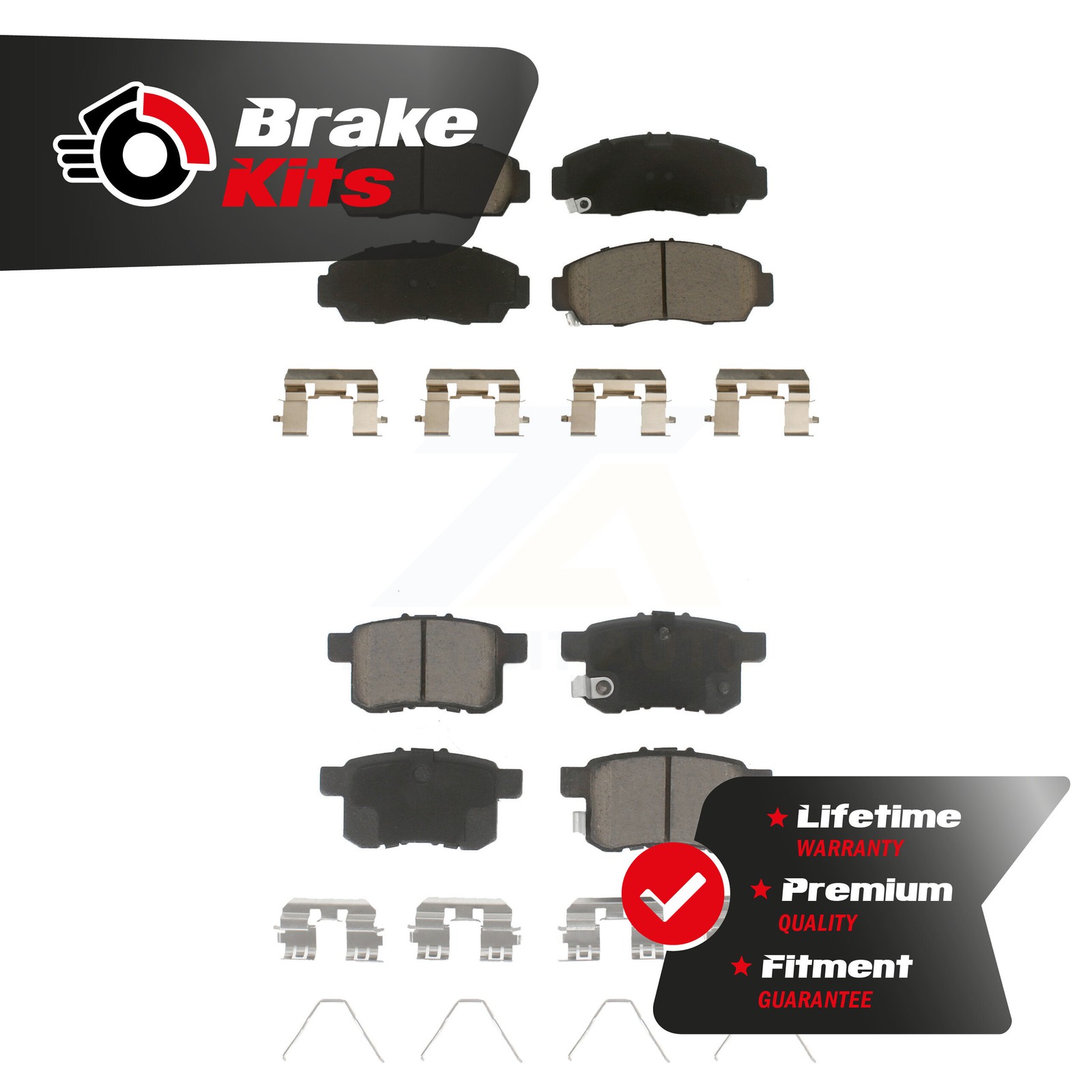 Front Rear Ceramic Brake Pads Kit For 2008-2009 Honda Accord 2009-2010 Acura TSX