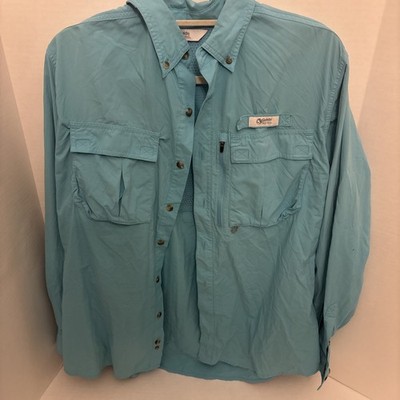 Gander Mountain Guide Series Men's Nylon Blue Vented Fishing Shirt Sz L W/ Mesh
