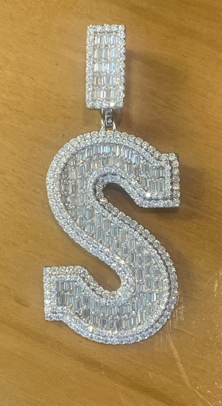 Solid Sterling Silver Moissanite Large Initial “S… - image 1