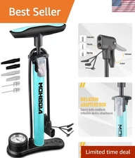 Stainless Steel Floor Pump with Real-Time Gauge - Fits Presta & Schrader Valves