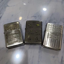 Zippo 3 Items Badge Beer Flag Collectible Used