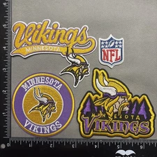 LOT OF 4 MINNESOTA VIKINGS IRON ON EMBROIDERED PATCH