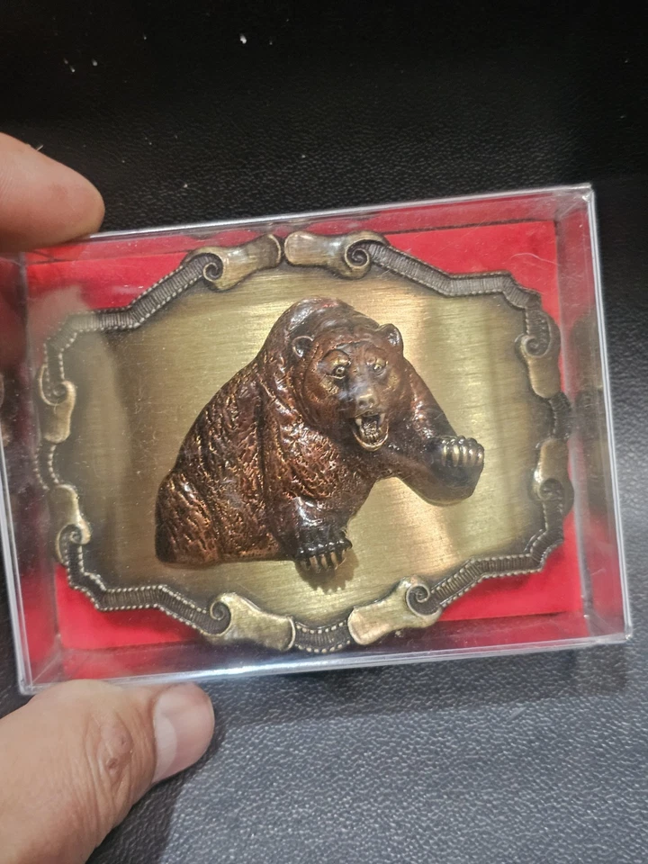  Vintage Raintree 3D Grizzly Bear Brass Buckle Outdoors Wildlife Western USA V8 - Image 3 of 4
