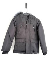 FALLS CREEK New 75 Youth Unisex XS 5 Black Gray Faux Fur Full Zip Hooded Parka