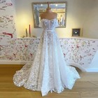 Charming A-line Wedding Dresses for Women Off the Shoulder Lace Up Lace Bride