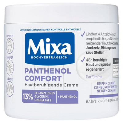 Mixa Panthenol Soothing Cream for Sensitive, Dry, and Dermatitis-Prone Skin