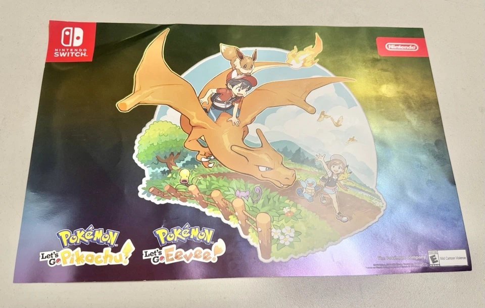 Nintendo Switch Pokemon Lets Go Pikachu & Eevee GameStop Poster Map Lot of 5 - Image 2 of 3
