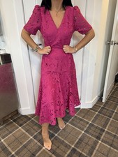 LIPSY SIZE 10 DRESS PREMIUM VIP PINK CROCHET PROM FIT FLARE BRAND NEW WITH TAGS