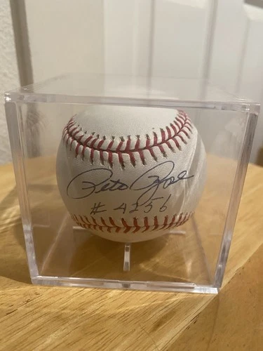 PETE ROSE CHARLIE HUSTLE #4256 RAWLINGS MLB SIGNED BASEBALL W/ DISPLAY CASE