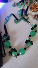 TRUE ART DECO CZECH GLASS GREEN BLACK NECKLACE URANIUM GLOWY GLASS 24" FABULOUS  — photo 2