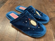 Kate Spade Blue velvet Slipper Jolie Winter Penguins rhinestone 8.5
