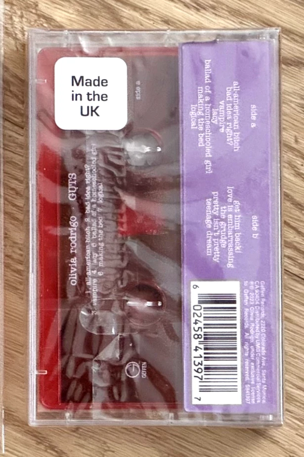 NEW RARE SEALED Olivia Rodrigo GUTS UK Exclusive Cassette + 11 inch ART CARD - Image 3 of 4
