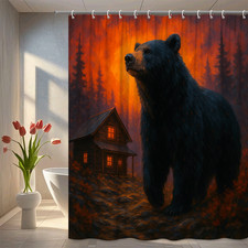 Black Bear Shower Curtain - Rustic Cabin Decor