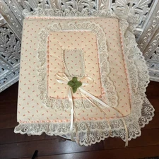Vintage Fabric Lace Padded Floral Photo Album Book Cottagecore Pink 1990s Bows