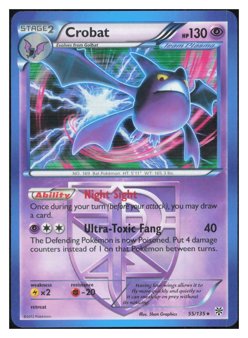Crobat (Team Plasma) Holo Holo Rare Plasma Storm 55/135 LP M019