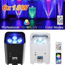 UKING 6x18W Wireless Par Light Battery RGBWA UV 6 LED Uplight Rechargeable Case