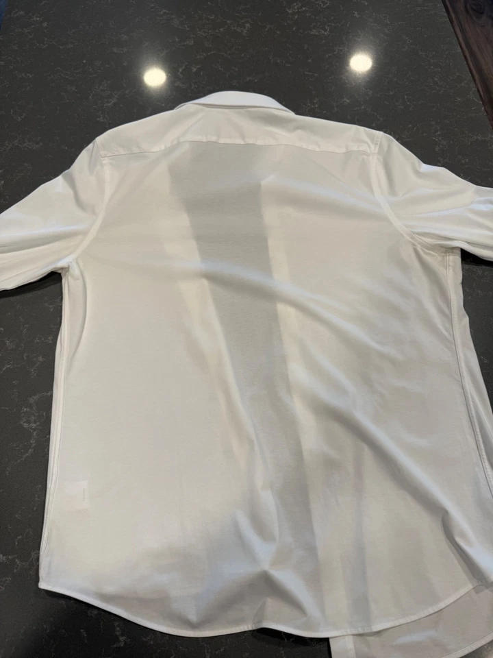 Express IMX 衬衫男式白色修身长袖弹力修身 Lg 16/16.5 码 — 第 4/4 张图片