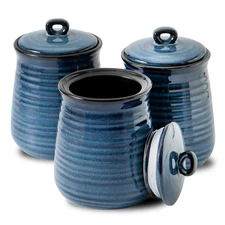 Ceramic Food Storage Jars Set of 3,25 FL OZ Kitchen Canisters with Airtight L...