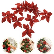  10 Pcs Stelle Di Natale Finte Fiori Stella Glitterati Poinsettia Artificiale