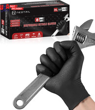 8 Mil Heavy Duty Disposable Nitrile Gloves with Diamond Texture Grip Rubber Glov