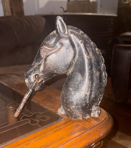 Antique Cast Iron Horse Head Hitching Post Topper - Picture 3 of 4