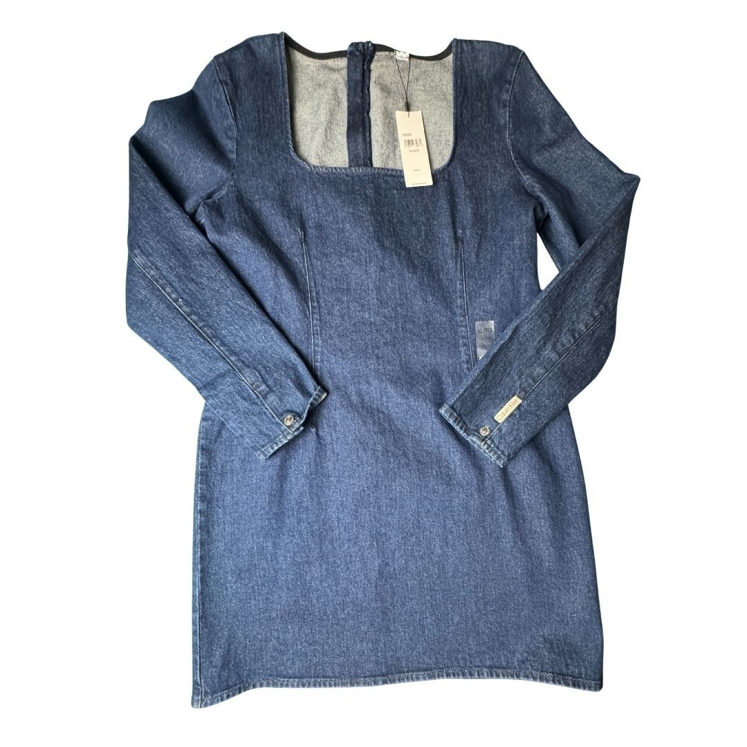 Women's Size Medium Blue Denim Shift Dress Long Sleeve Xl