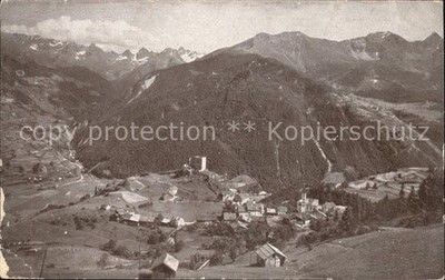Ladis panoramic view from spa Obladis ruin Laudeck Oetztal Alps