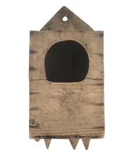 Antique 19thC FOLKY WALL SALT OR CANDLE BOX Bird house? Primitive Folk Art Cubby