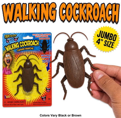 Funny WALKING COCKROACH Jumbo Roach Sticks & Crawls Down Wall