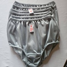 6Pc Underwear Nylon Comfort Woman Granny Panties Briefs High Waist 32"-36"L/Gray