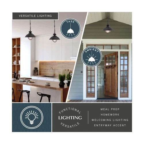 1-Light Black Coastal Barn Dome Pendant, Outdoor, Clear Glass - Picture 4 of 9