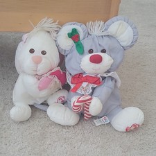 Vintage Fisher Price Puffalumps Lot Christmas Mouse Candy Cane Valentine Bunny