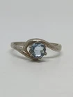Vintage Sterling Silver 925 Round Aquamarine Ring Size 7