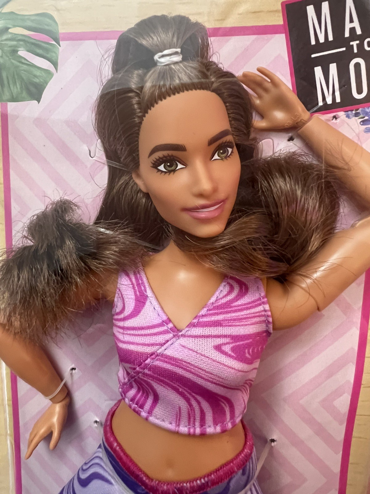 Barbie Made to Move Yoga Doll Brunette Latina with Ponytail 