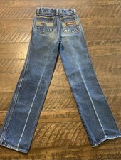 Vintage 70s/80s Jordache Kids Jeans 7 20x22 Embroidered Pockets Horse Logo USA