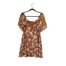 Madewell NWOT Women's 100% Silk Shirt Mini Dress Size 12 Orange Feminine Resort