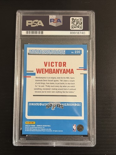 Victor Wembanyama 2023-24 Panini Donruss Rated Rookie RC #220 Spurs PSA 9 - Afbeelding 2 van 2