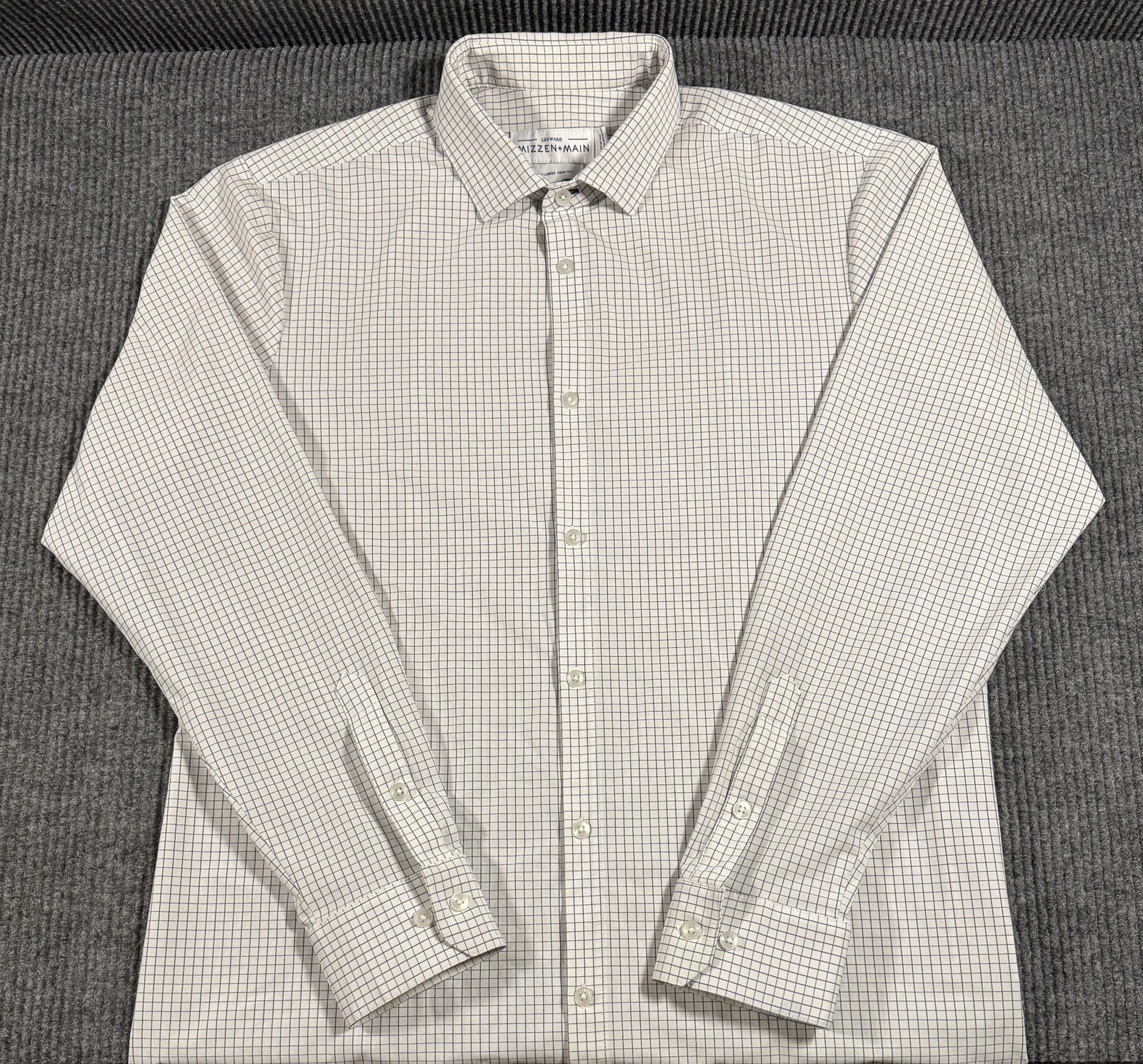 Mizzen Main Shirt Mens XL Check Leeward Trim Fit Long Sleeve Button Up White