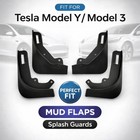 For Tesla Model Y/3 Mudguards Black No-Drill Front Rear Soft Flaps