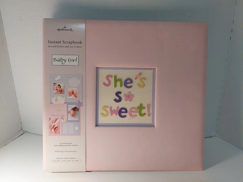 Hallmark Baby Girl розовый мгновенный альбом для скрапбукинга 20 украшенный с 2 фото страниц - Изображение 2 из 4