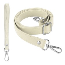 28-52 Inch Adjustable Leather Purse Strap with Wristlet, Dark White/Silver