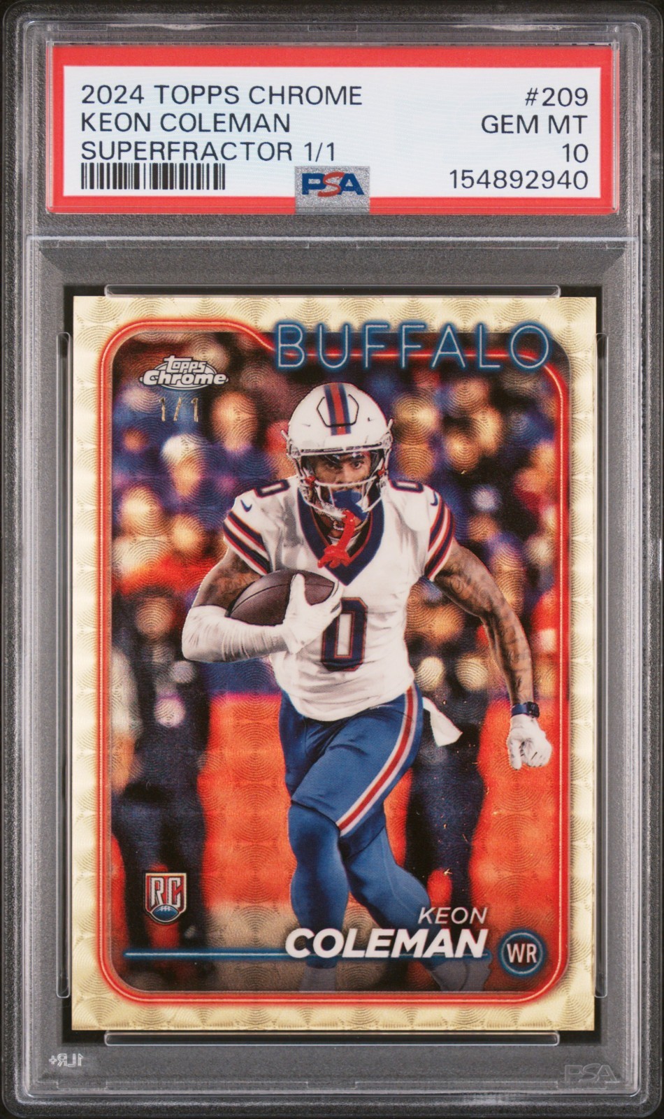 Keon Coleman Topps Chrome #209 Superfractor