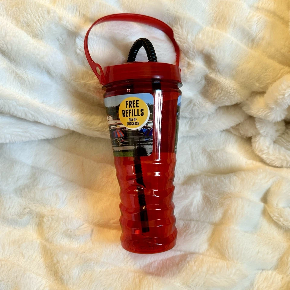 Taza de recuerdo NASCAR Speed Park 32 oz roja con tapa de mango y pajita Whirley Foto 2 de 4