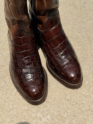 Lucchese vintage Men s Brown, real alligator skin, Western Cowboy Boots 10 1/2 D