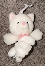 Dakin White Kitty Cat Musical Baby Crib Pull Toy Plush Stuffed Animal Lovey pink