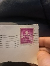 Vintage  Abraham Lincoln 4cent Postage Stamp purple 1964 used cancelled