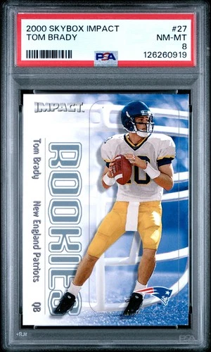 2000 SKYBOX IMPACT #27 TOM BRADY ROOKIE RC PSA 8