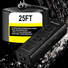 Outdoor Power Strip Weatherproof, 25FT Heavy Duty Outdoor Extension Cord - 3 ...