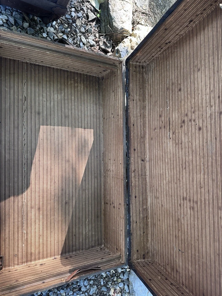 BAÚL VAPOR MADERA vintage cofre mesa de centro caja de almacenamiento decoración antigua marrón PA Foto 2 de 2